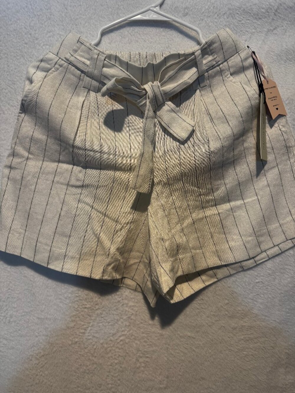 Rachel Zoe Linen Blend Striped Tie Waist Shorts Size 2 NWT